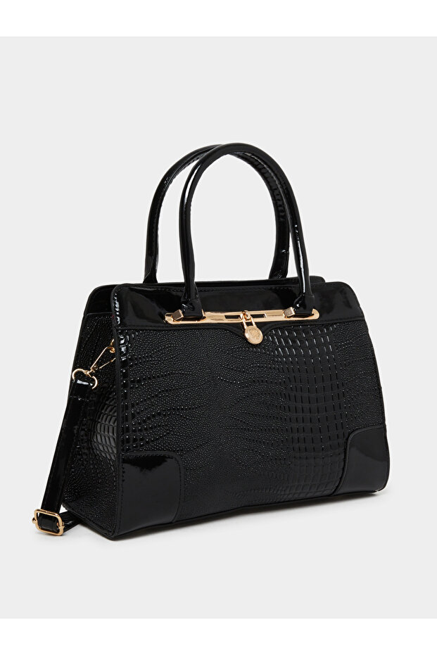 Solid Dual Handles Handbag with Purse Set