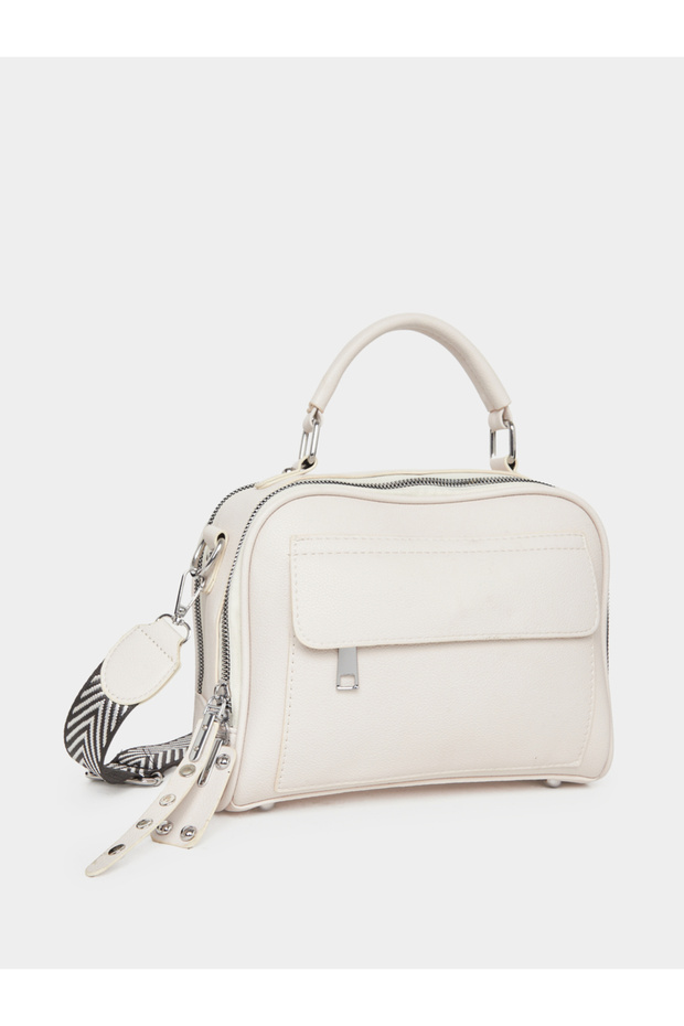Solid Handbag with Adjustable Strap