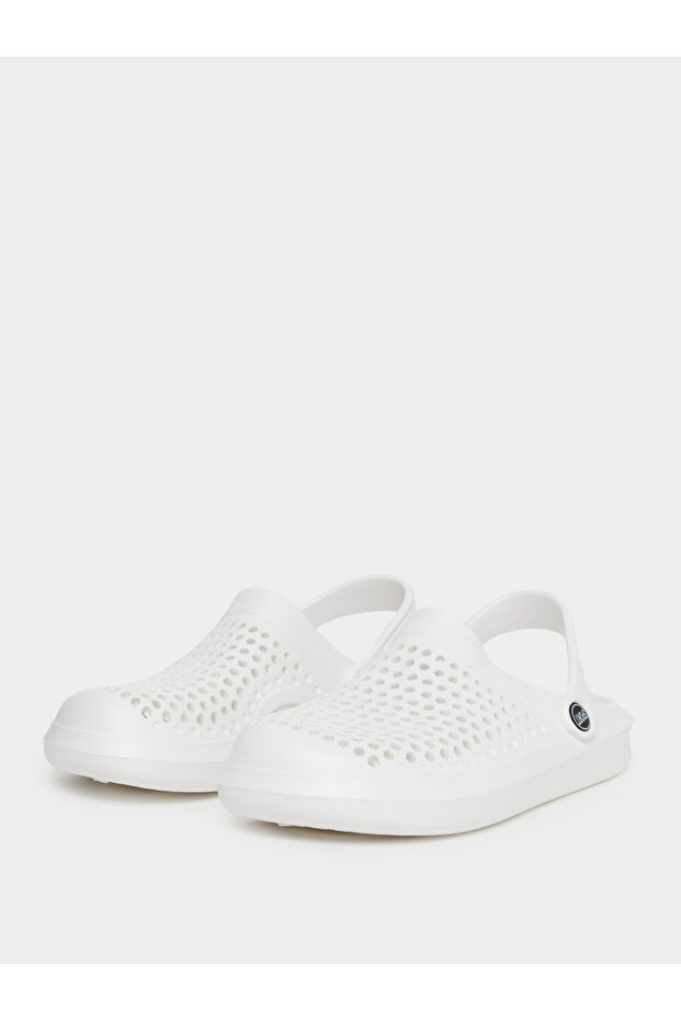 Vamp Perforated Solid Heel Strap Clogs - 3