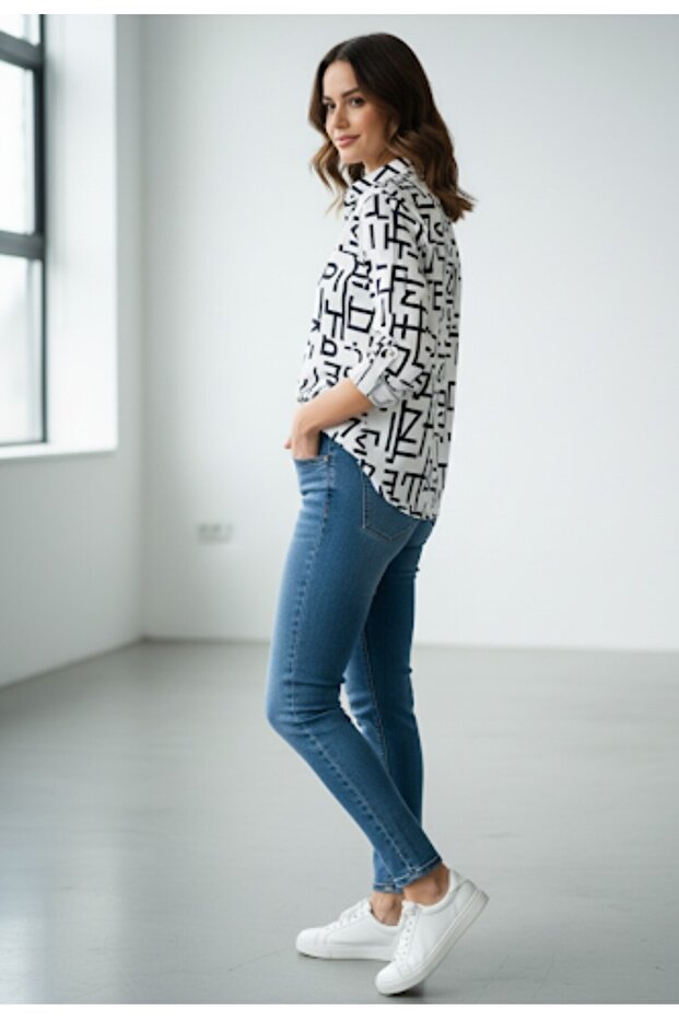 Letter Patterned Shirt - 2