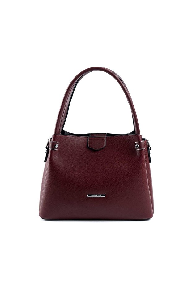 Burgundy - Burgundy Plain Women's Handbag Sp1254