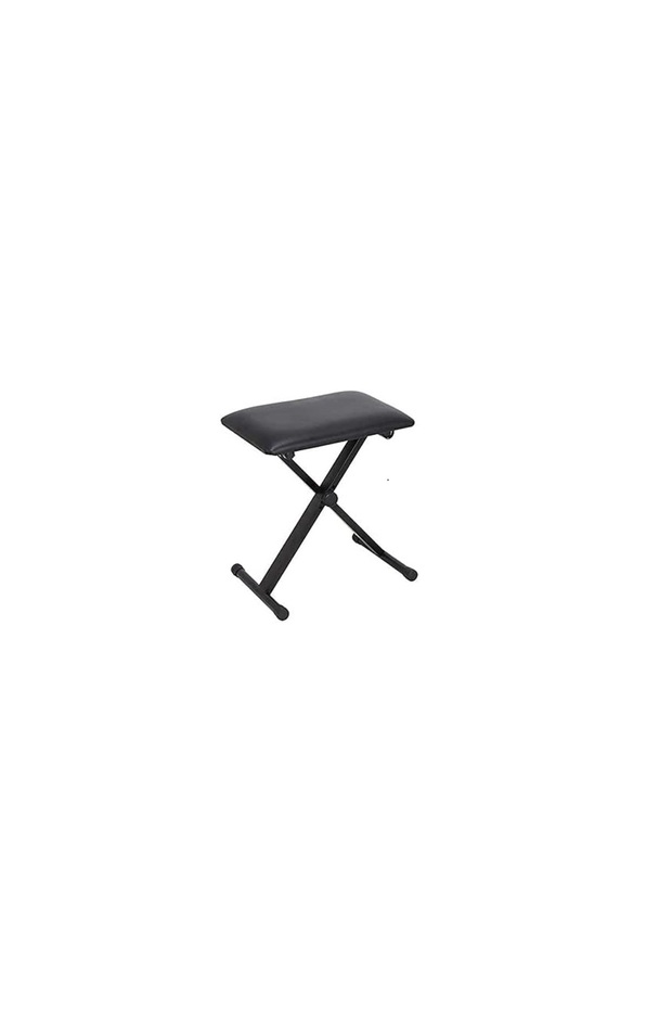 Adjustable Folding Leather Piano Seat Chair Pouf Ottoman Stool - Black
