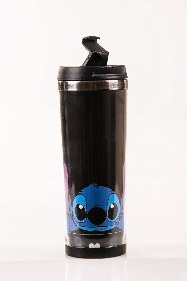 Stitch Decorated Steel Mug Thermos - 360 ml | Leak-Proof Lid, Steel Inner Bowl, 19 cm