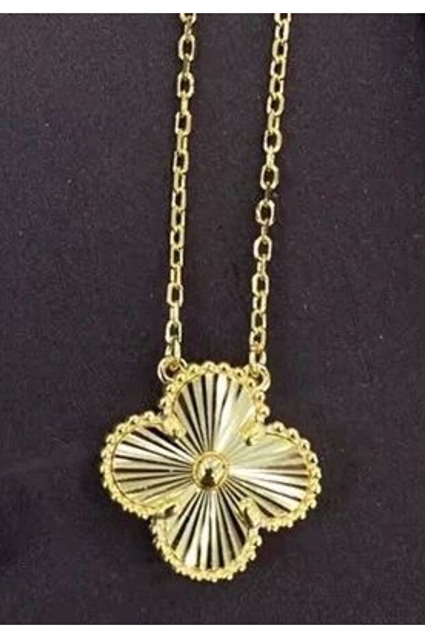 Gold Tek Yonca Kolye - 3