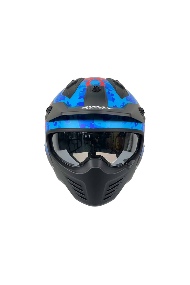 SW X2 TOKYO TROOPER Blue Red Moduler Kask - 3