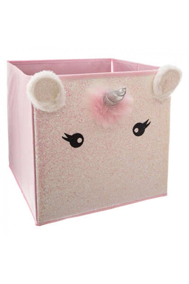Storage box, unicorn pattern, pink - 1