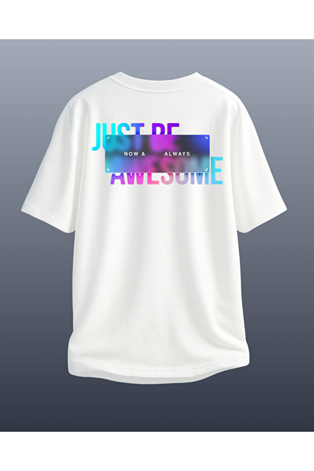 White Special Design Printed Oversize Unisex Tshirt