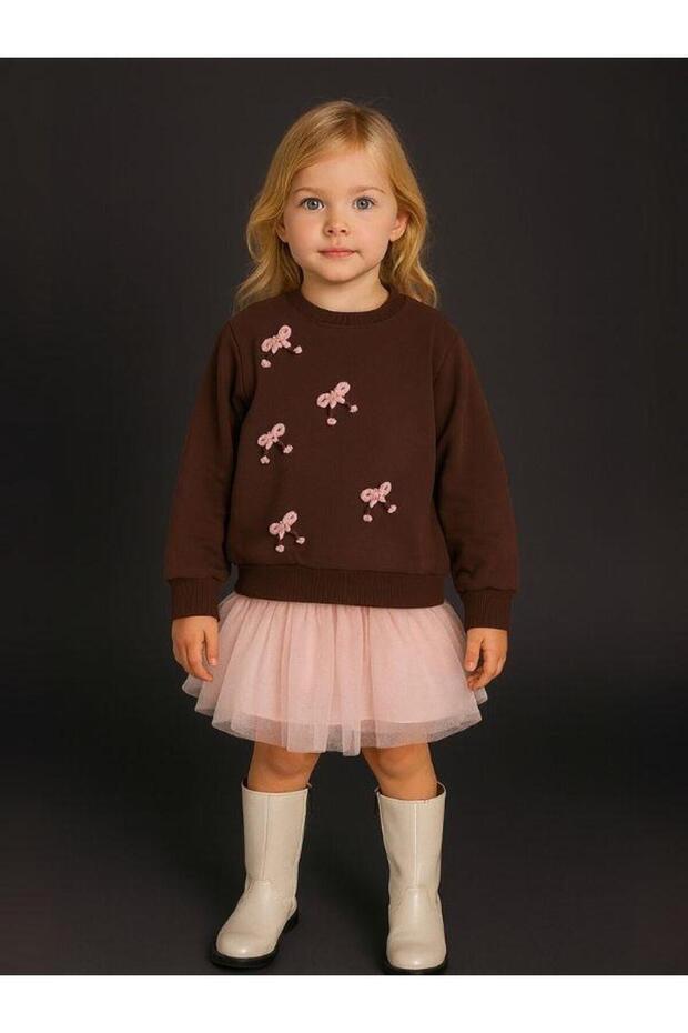 Girl's Bow Embroidered Sweatshirt