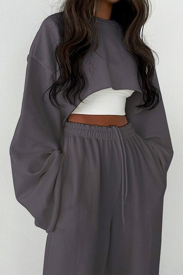 Cannes Petrol Cropped Tracksuit Set