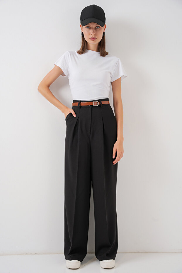 Women's High Waist Palazzo Pants 30051 - Black