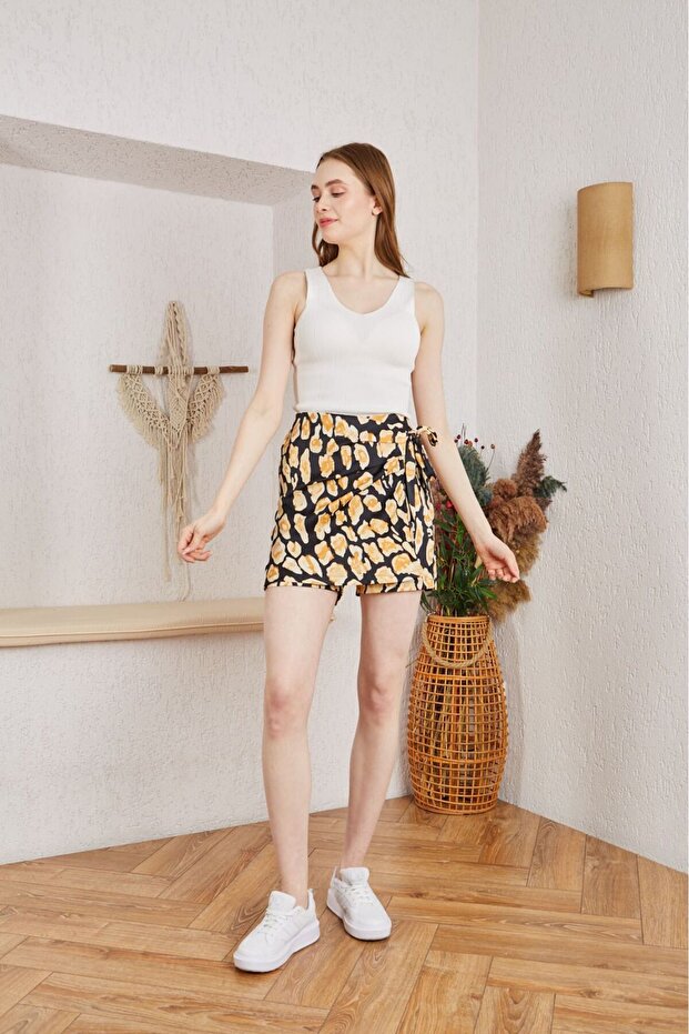 Women's Leopard Print High Waist Tie-Up Mini Skirt