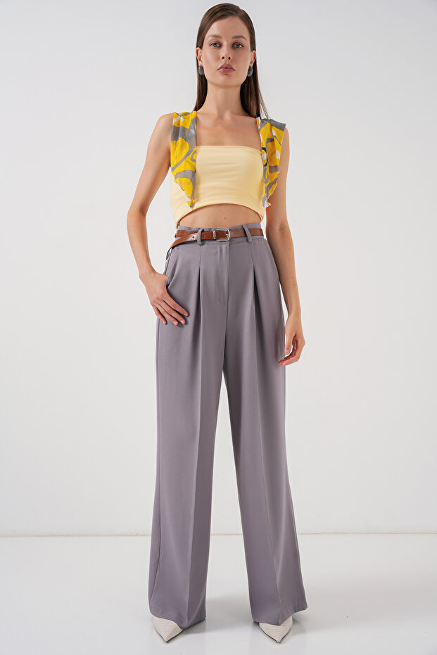 Women's High Waist Palazzo Pants 30051 - Gray