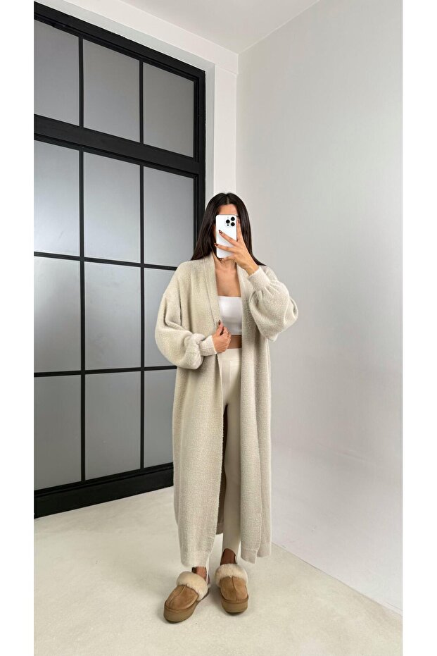 كارديجان طويل وواسع من صوف المنك GAUS-00157