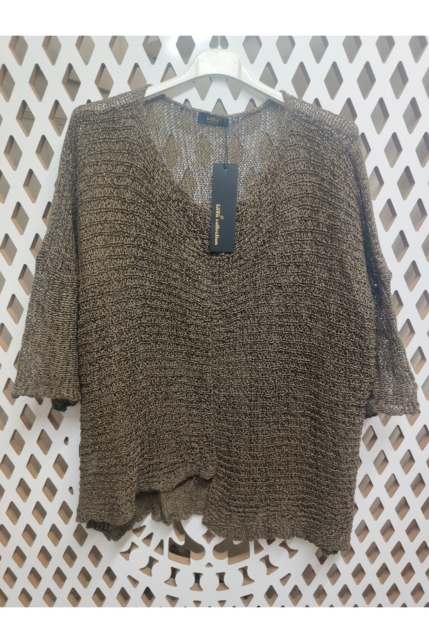 Otantik Delikli Örme Bluz - 1