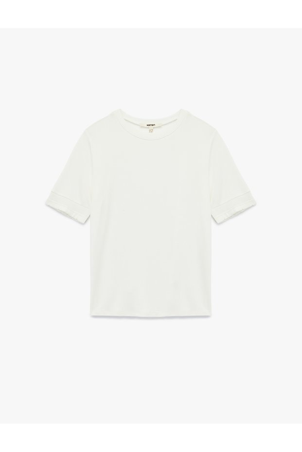 Slim Fit Rib Detailed Short Sleeve Crew Neck T-Shirt