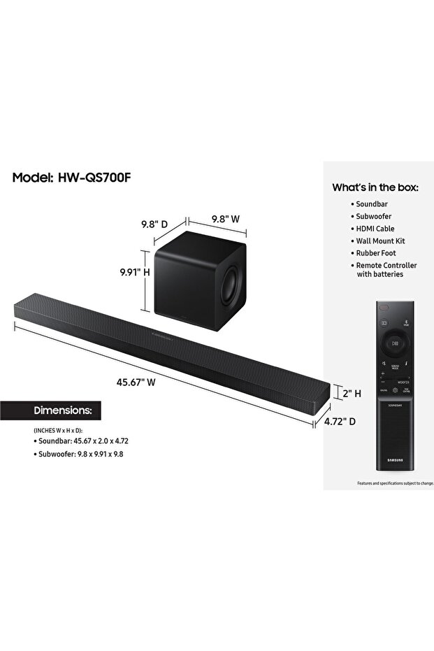 HW-QS700F/TK 345 W Ev Sinema Sistemi SoundBar - 4