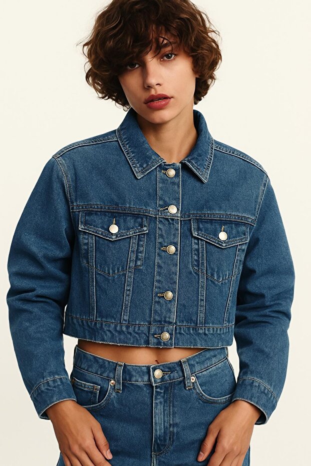 Cropped Denim CEKET - 1