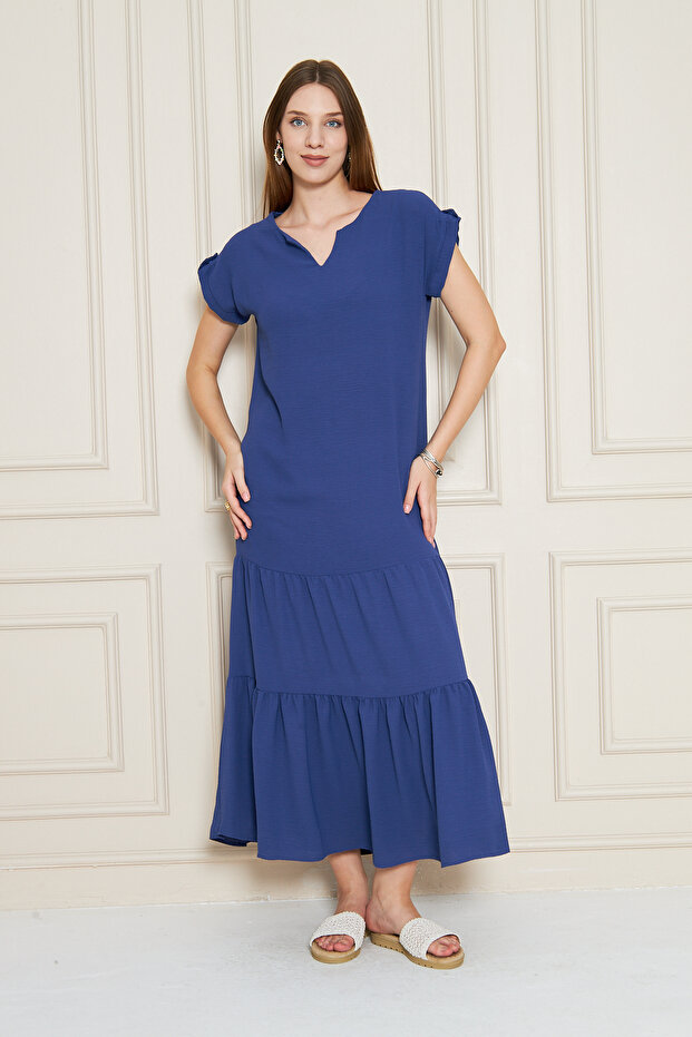 Women's Loose Ruffled Low Armlet Detail Dress