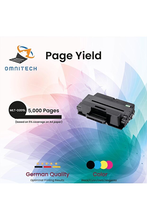 Omni Tech MLT-D205L Black High Yield Toner Cartridge - Compatible with Samsung Printers