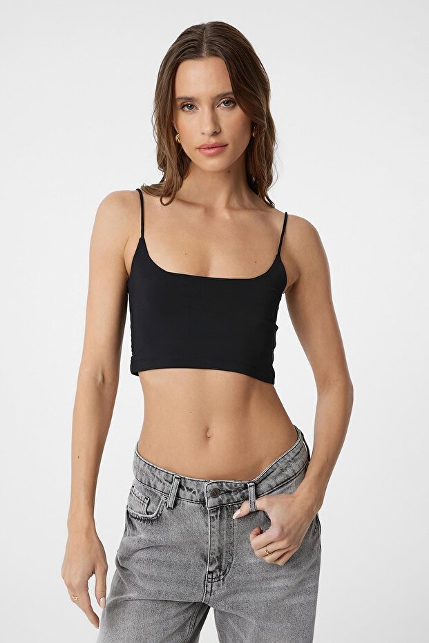 Siyah Basic Kadın Askılı Top - 1