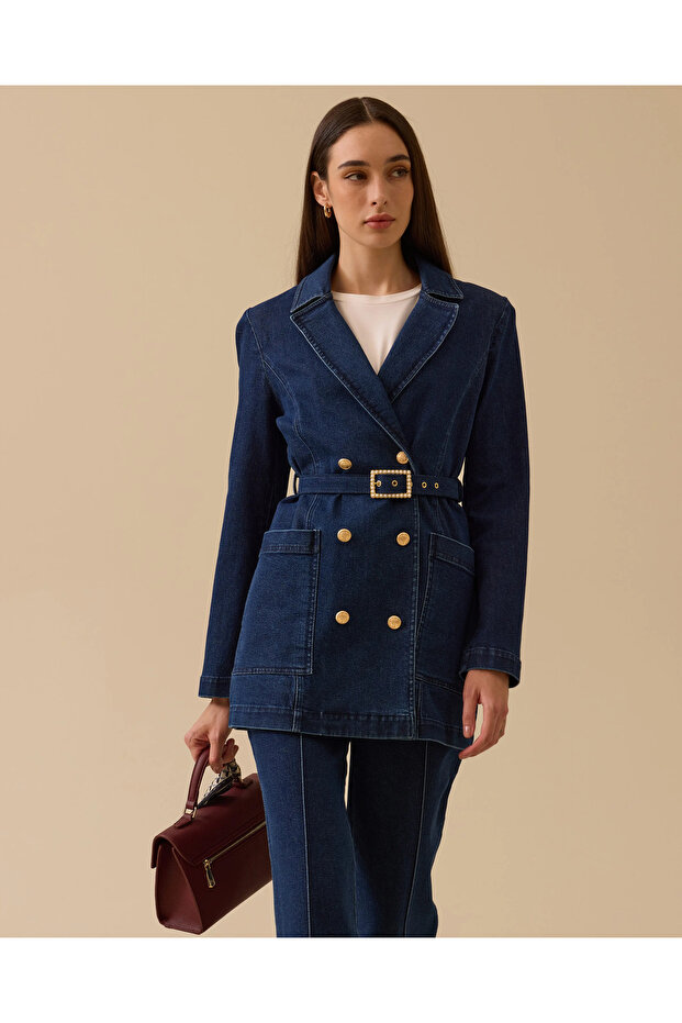 Cepli Kemerli Jean Ceket - 3