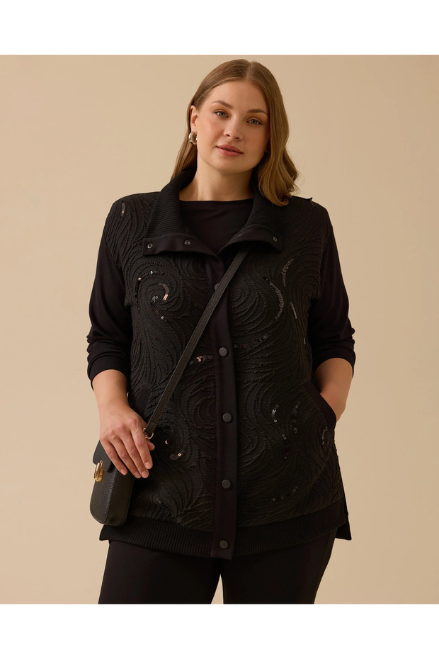 Plus Size Sequin Detailed Embroidered Jacket