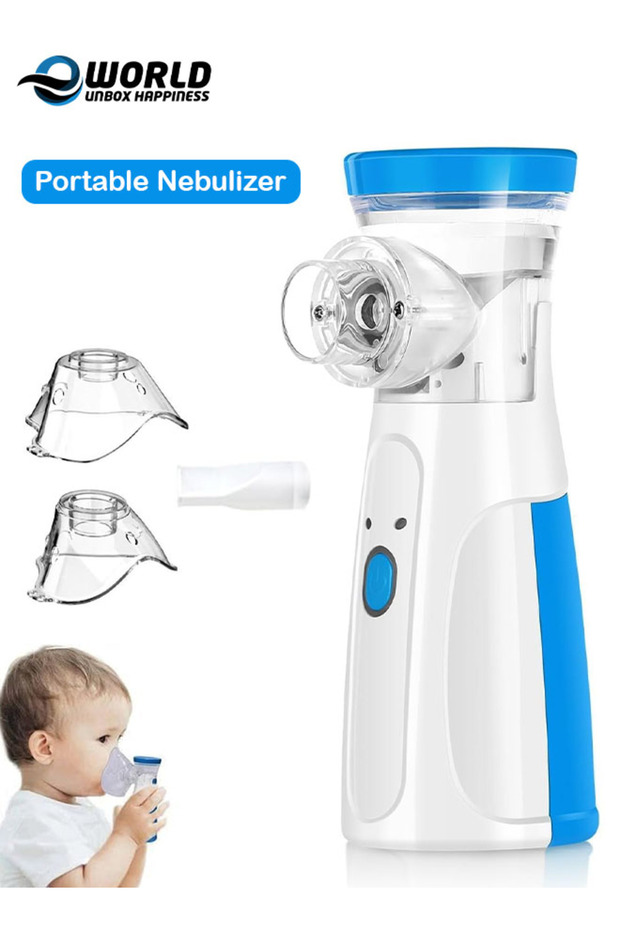 Portable Handheld Nebulizer Machine, Mini Ultrasonic Inhaler with Masks & USB, Quiet Mist