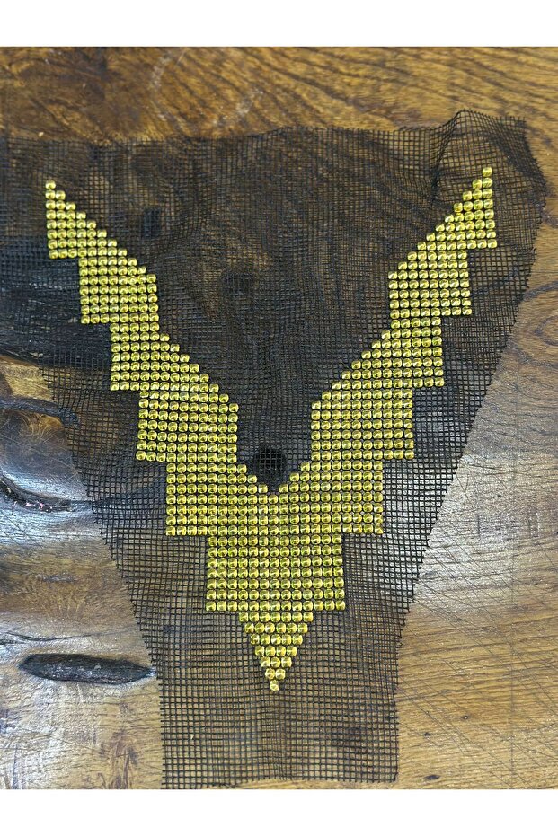 Golden Yellow Bead Embroidery Net Collar Sewing Accessory 29 cm