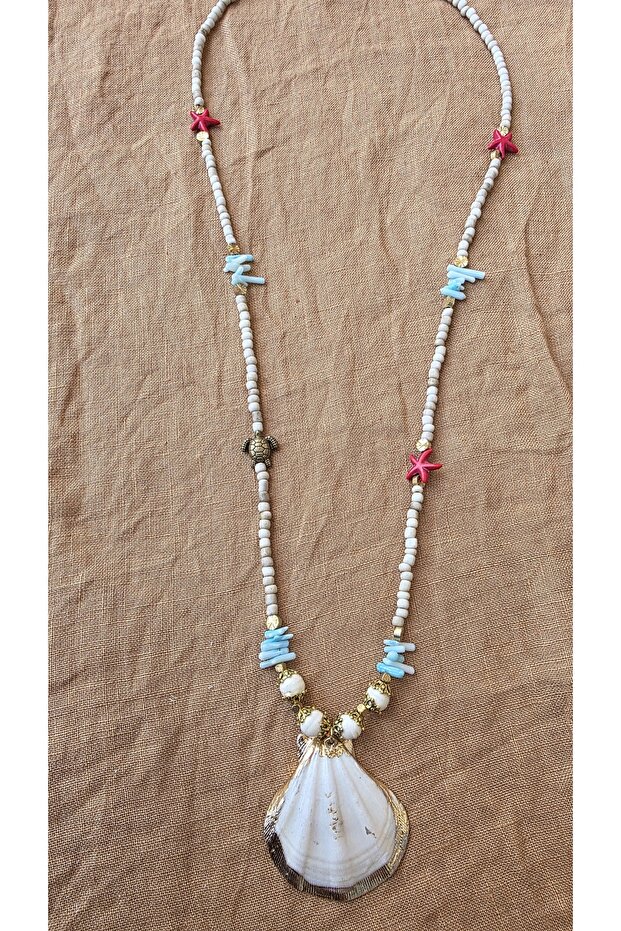 قلادة مصنوعة يدويًا من الصدف البحري الأصيل - 2