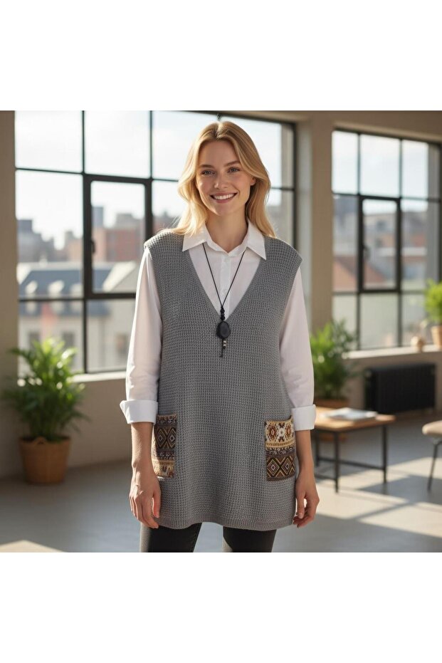 Selanik Cepli Triko Süveter - 1