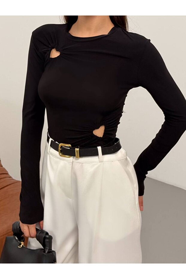 Heart Detailed Lycra Blouse