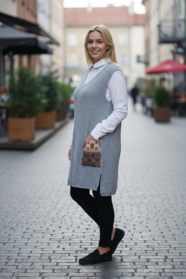 Selanik Cepli Triko Süveter - 2