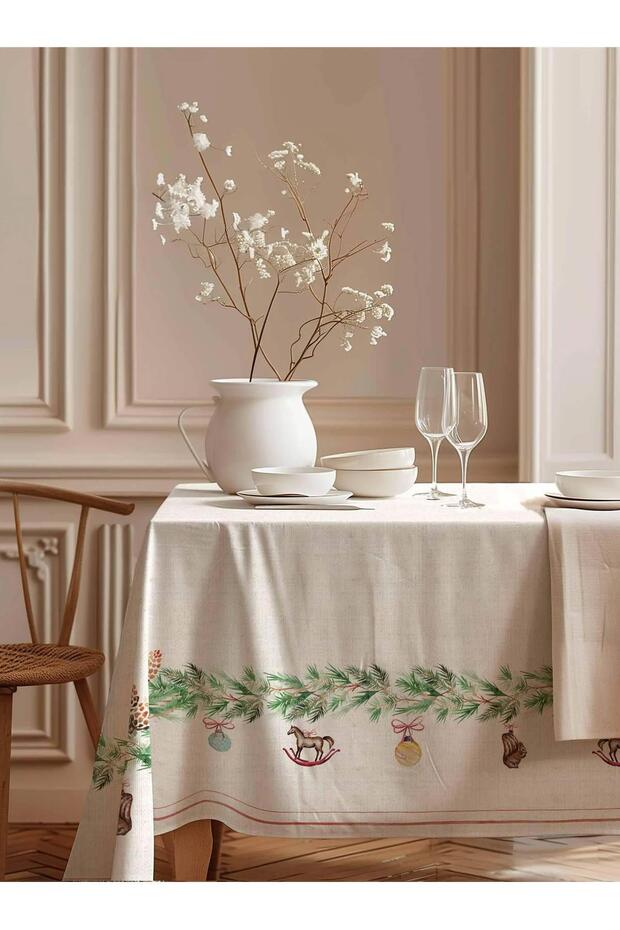 Yeni Yıl Sofrası Pamuk Masa Örtüsü MSAORT0020 - 1