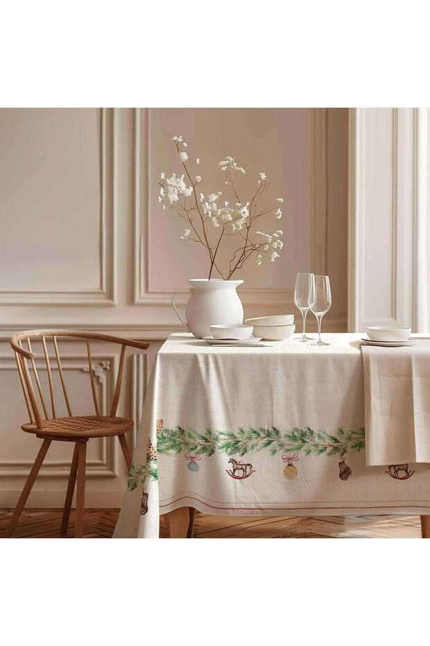 Yeni Yıl Sofrası Pamuk Masa Örtüsü MSAORT0020 - 2