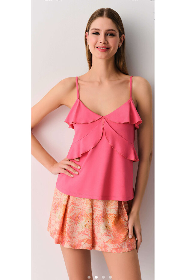 Pembe daphne şort pijama takımı - 2