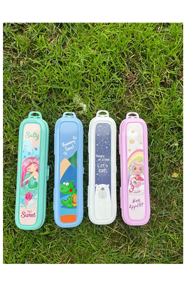 Turkuaz Çok Renkli Kapaklı Saklama Kutusu – Kalem, Fırça ve Diş Seti için - 4