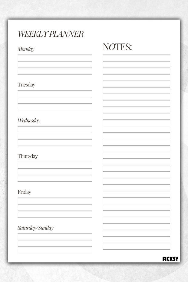 مخطط أسبوعي - مقاس A4 - 30 ورقة - مخطط أسبوعي - 1