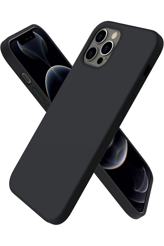 حافظة DEPOMIX لهاتف iPhone 12 Pro Max من السيليكون الأول - أسود