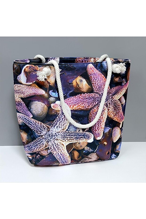 Starfish Patterned Beach Bag - 1