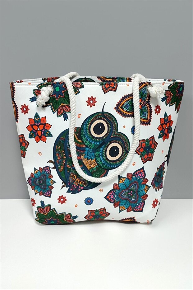 حقيبة الشاطئ منقوشة البومة - 1