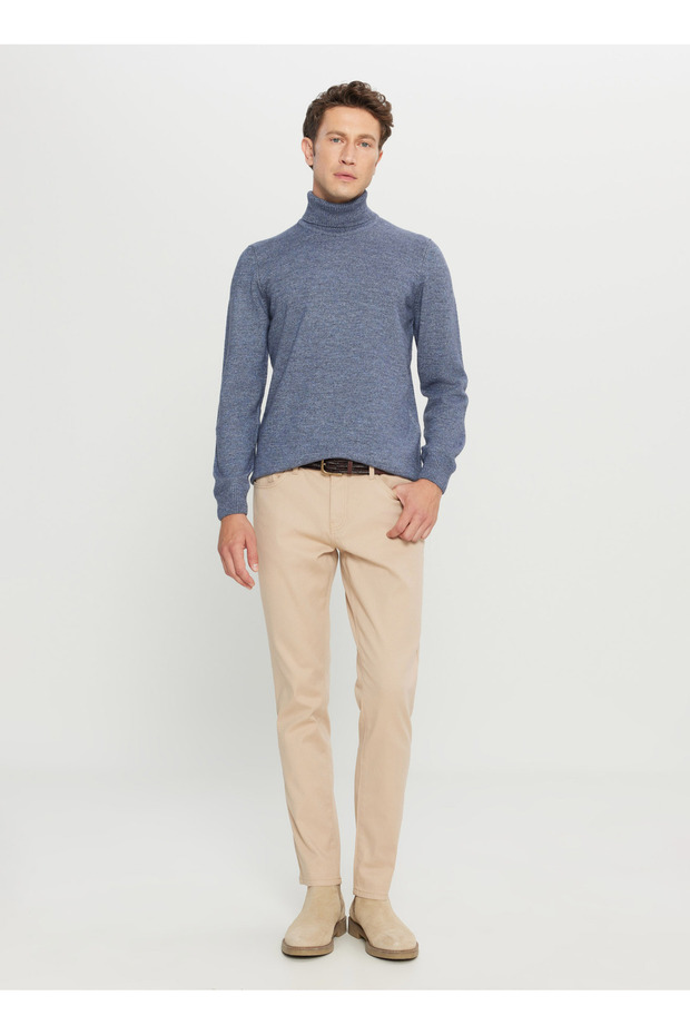 Normal Waist Normal Leg Slim Fit Beige Men's Trousers ACE001261455_BEJ