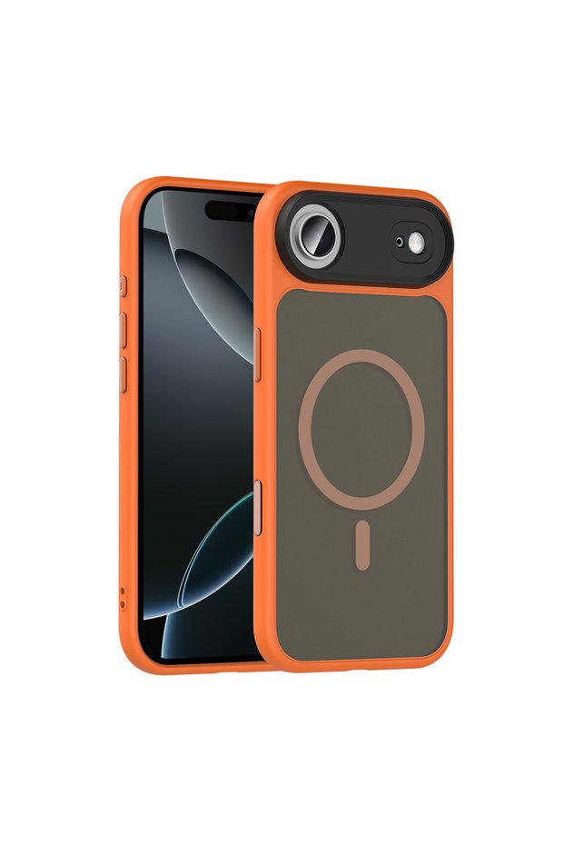 iPhone 17 Air Compatible Case Matte Back Surface Flet Magsafe Cover T38689 - Orange