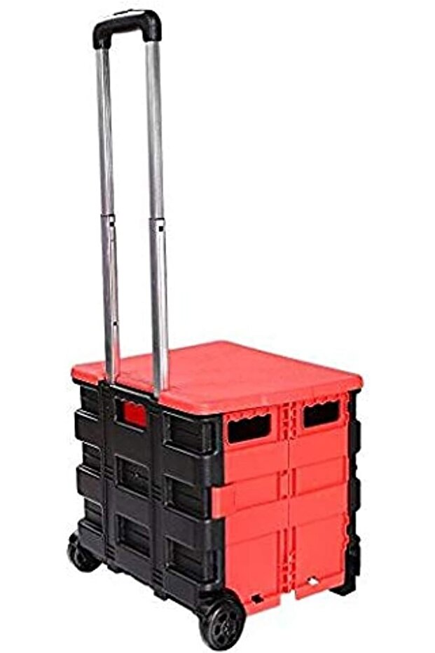 Folding Two-Wheeled Cart Tool Carrier With Cover Plastic Lightweight Portable For Shopping Picnic Tr