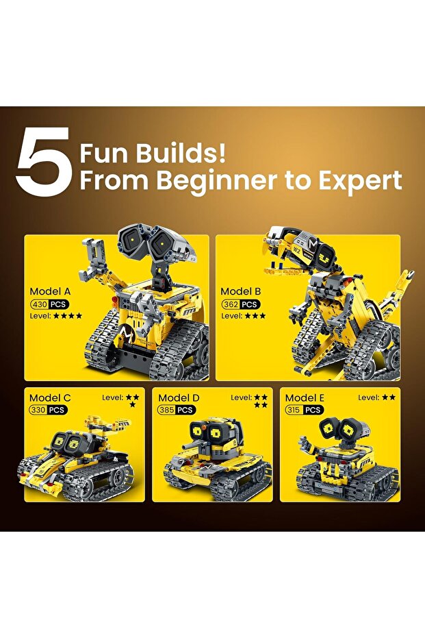 5'i 1 Arada STEM Robot Yapım Seti | Kumandalı & Uygulama Kontrollü | Kodlama Oyuncağı - 6