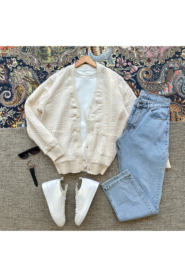 Men's Knitted Cardigan Jeans 2-Piece Combination
