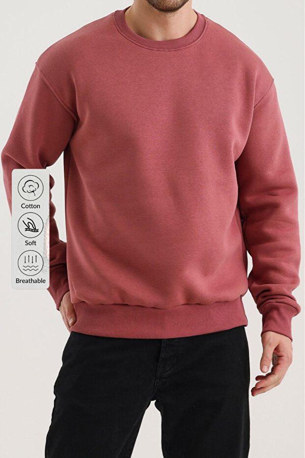 سويت شيرت رجالي ذو ياقة دائرية وتصميم فضفاض أساسي - 4