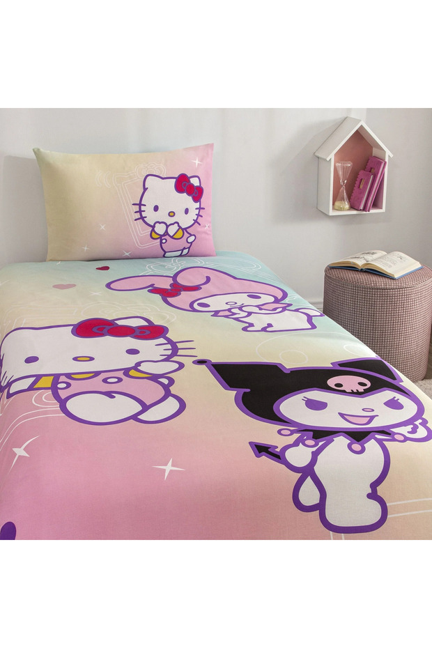 Lisanslı Hello Kitty & Friends Pamuk Tek Kişilik Nevresim Takımı - 2