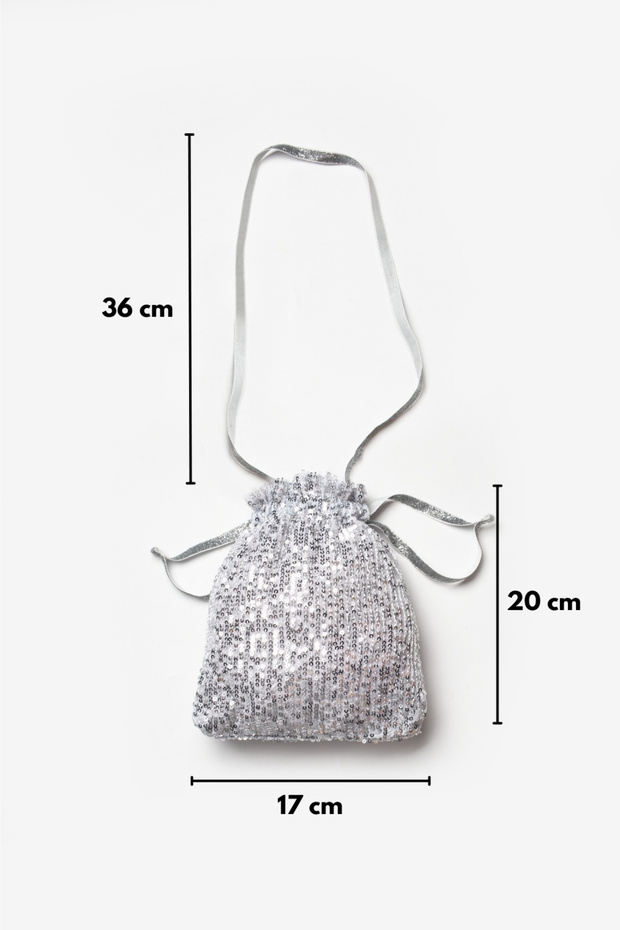 Gümüş Sıralı Pullu Kız Çocuk Çanta - 3
