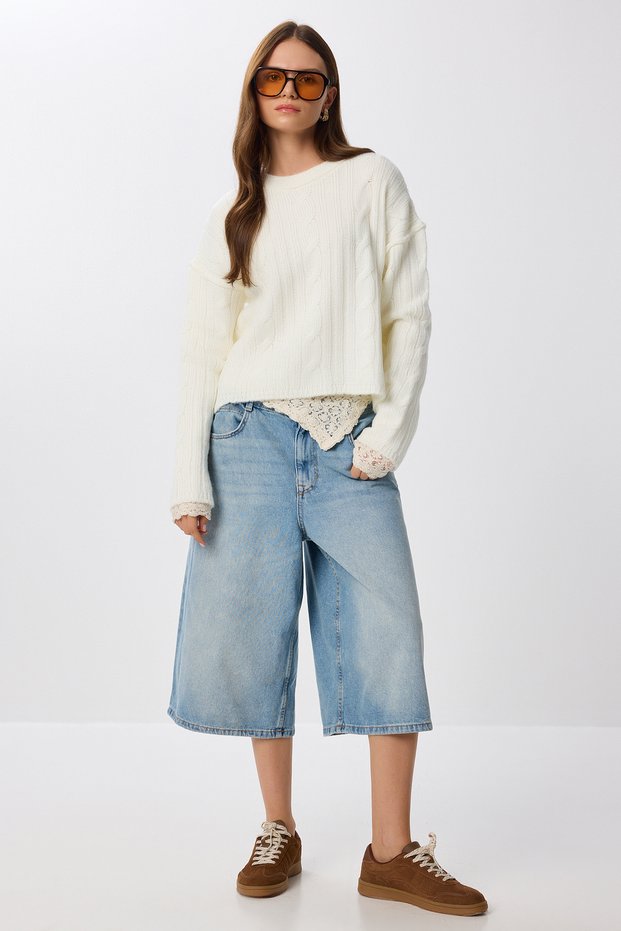 Hair Braided Knitwear Sweater Lpf0114 Ekru
