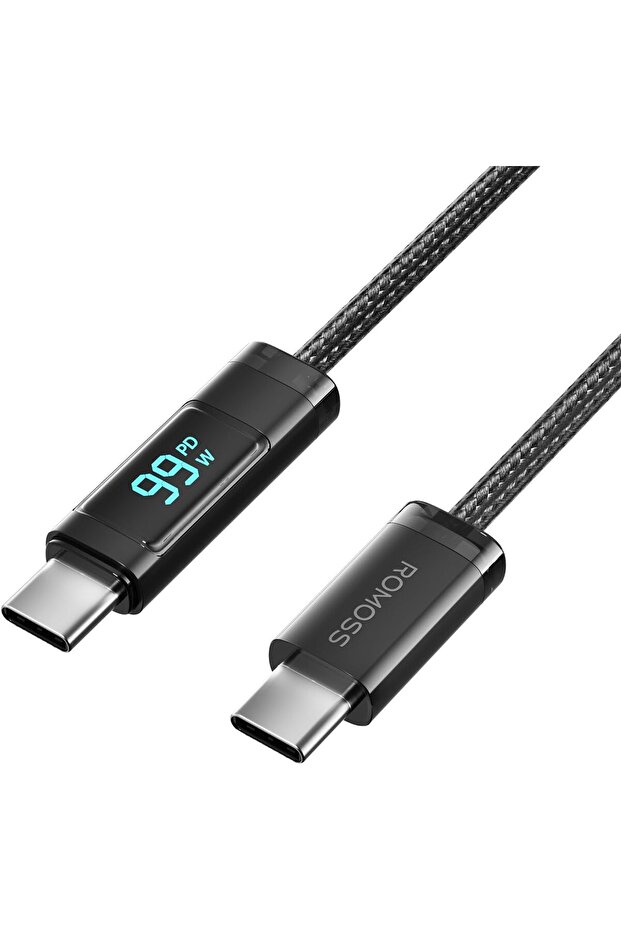 USB-C TO C DIGITAL DISPLAY 100W 5A DATA CHARGING BRAIDED CABLE 1M BLK